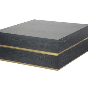 โต๊ะกลางห้องนั่งเล่นสไตล์ยุโรปทรงสี่เหลี่ยมสีดำเคลือบทอง โต๊ะกาแฟไม้จริง - Product Image 1