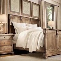 Lit plateforme moderne St. James avec pied de lit, en bois de chêne massif, durable et écologique, taille King/Queen, mobilier de chambre à coucher
