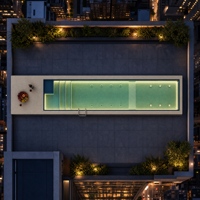 Unité de natation modulaire innovante en PRV de 30 pieds avec terrasse DIY en composite pierre-technologique avancé et contre-courant à haut débit amélioré