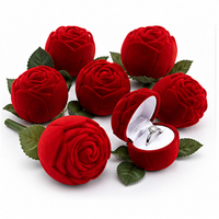 Boîte à bijoux personnalisée en rose floqué pour bagues, boucles d'oreilles, colliers, demande en mariage, cadeau de la Saint-Valentin, emballage cadeau