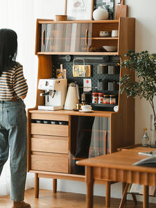 Armoire à thé en bois massif, buffet, <span class=keywords><strong>petit</strong></span> appartement, rangement intégré, armoire haute murale pour salon - Product Image 5