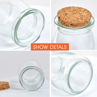 Mini pots en verre de 100 ml pour yaourt, avec couvercles en liège, pots à pudding en verre, récipients en verre transparent pour bonbons, confiture, miel, épices