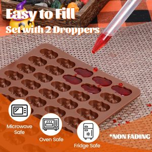 แม่พิมพ์ซิลิโคนลายหัวกระโหลกขนาดเล็กสำหรับฮาโลวีนแบบไม่ติด4แพ็คสำหรับทำเค้กลูกอมช็อคโกแลตก้อนน้ำแข็ง2หยดอุปกรณ์ทำกาแฟสี - Product Image 6