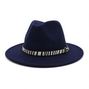 Sombrero Fedora Unisex X3068 de Fieltro de Lana con Ala y Copa de Cuero Personalizada para Hombre, Gorra Formal de Jazz Decorada con Cuerda - Product Image 3
