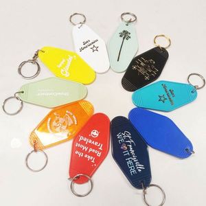 Wholesale <b>Custom</b> logo Promotional Blank Plastic Retro Vintage Motel Hotel Room <b>Keychain</b> - Product Image 6