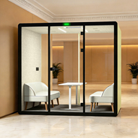 Cabines de bureau modernes mobiles en acier pour plusieurs personnes, cabine de réunion professionnelle insonorisée, cabine de bureau modulaire avec éclairage LED pour