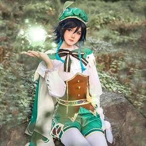 Peluca de <span class=keywords><strong>Cosplay</strong></span> Ainizi de 45 cm con Doble Trenza, Nueva Llegada de <span class=keywords><strong>Venti</strong></span> de Genshin Impact para Chicas - Product Image 2