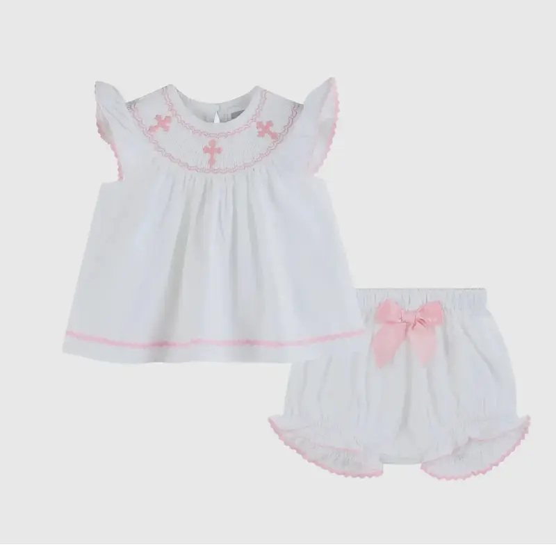 Vestito a croce e Set di fiori pagliaccetto estivo per bambina vestiti per bambini tutine per neonati vestiti