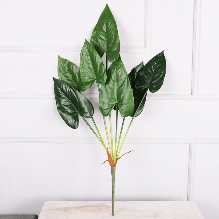 Ramo de 7 cabezas de hojas de anturio rojo de hadas (hojas de pezuña de caballo)