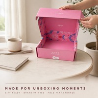 Boîte d'expédition personnalisée avec logo pour emballages cadeaux de marques de beauté, petite entreprise, boîte pliable en carton ondulé