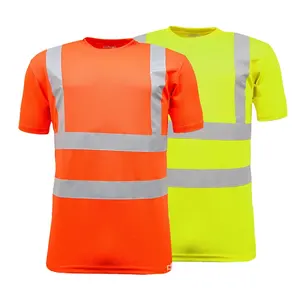 OEM สะท้อนแสงกีฬา TShirt ความปลอดภัยการก่อสร้างถนนสวมเสื้อโปโลแขนสั้น Hi Vis Men เสื้อยืดทํางานกลางแจ้ง