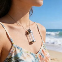 Mini pendentif flacon en verre en acier inoxydable, porte-parfum DIY, collier étanche, porte-mémoire pour hommes et femmes
