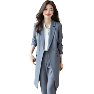 Women's Mid Length Trench Coat Solid Color Polyester Woven No-Wrinkle Treatment Professional Suit Set Spring Autumn 2023 - Product Image 5