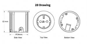 54mmシングルパワーSchukoドイツフランス電源コンセントラウンドグロムメットソケット/オフィス家具デスクトップEUパワーラウンドソケット - Product Image 5