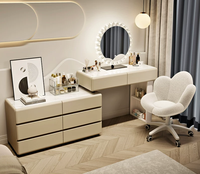Coiffeuse de luxe sélectionnée en bois massif, style crème, avec armoire intégrée – Nouveau style 2025, pour chambre à coucher, de luxe haut de gamme