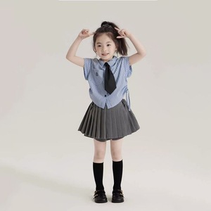 2023 estate nuovo abbigliamento Casual per bambini coreano da ragazza alla moda con Top senza maniche a righe verticali corto irregolare - Product Image 4