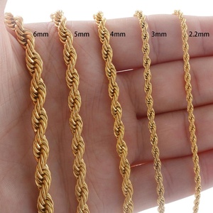 고품질 스테인리스 스틸 로프 체인 2mm 3mm 4mm 5mm 6mm 공장 맞춤 길이 남성용 주얼리 목걸이 금도금 로프 체인 - Product Image 2