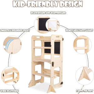 OEM ODM Lernturm enfant en bois pliable aide de cuisine outil étape pliable enfant en bas âge <span class=keywords><strong>tour</strong></span> <span class=keywords><strong>d</strong></span>'apprentissage <span class=keywords><strong>Montessori</strong></span> pour tout-petit - Product Image 2