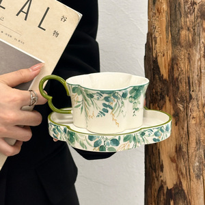 <span class=keywords><strong>Tasse</strong></span> à café et soucoupe Lelyi style <span class=keywords><strong>vintage</strong></span> français avec nœud floral – Mug en céramique créatif et élégant pour les jeunes filles - Product Image 2