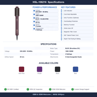 Lisseur de cheveux professionnel 6-en-1 ionique pliable et portable, brosse lissante et bouclante, séchage, 3 vitesses, alimenté par batterie, moteur BLDC 1200W