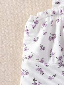 Top Corto Estivo da Ragazza con Stampa Floreale e Bordo Arricciato, Camicia Preppy di Alta Qualità per Uso Quotidiano e Feste - Product Image 5