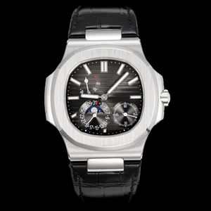 Montre automatique élégante pour homme 2026 avec cristal saphir, cadran bleu marine, bracelet en cuir d'alligator véritable, chronographe phase de lune - Product Image 3