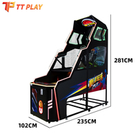 Machine de jeu de tir au basket extrême à monnayeur avec distribution de tickets pour parcs d'attractions et centres commerciaux, en métal et plastique, version anglaise
