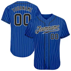 Wholesale Polyester Personal Custom Baseball Shirts Uniform White Pinstripe Men Pullover Baseball Jersey