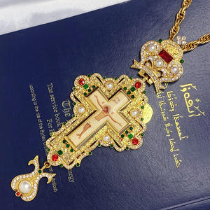 تمثال أسقف راقي معدني أنيق لتمثال اليسوس عيد الميلاد المسيحي بيزنطي قلادة متقاطعة متينة أنيقة لصلوات الكنيسة مطلية - Product Image 2