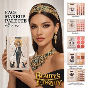 Paleta de Maquillaje Facial Todo en Uno Orgánica de Lujo Queen |   Sombra de ojos/Colorete/Iluminador/Contorno/Polvo para cejas |   Brillo Luminoso - Product Image 3