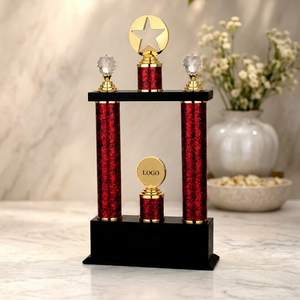 Elegante Trofeo de Metal Fundido a Presión con Base de MDF, Grabado Personalizado con Logotipo, Impresión Personalizada, Portátil, Uso Profesional, Temática Deportiva - Product Image 1