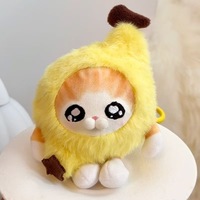 Porte-clés personnalisé en peluche chat alien miniature, poupée chat banane, accessoire pour sac à dos, jouet en peluche mignon anti-stress