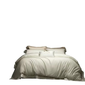 Luxury Long Staple Cotton Jacquard Four Piece <b>Bedding</b> <b>Set</b> Solid Color Breathable Soft For All Seasons - Product Image 5