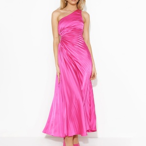 Vestido Maxi Elegante sin Mangas Rosa Intenso de Verano para Mujer, de Alta Calidad al por Mayor, Ecológico, Lavable, con Cintura Natural - Product Image 1