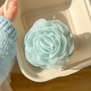 Pince à cheveux florale artificielle vert menthe fraîche, orchidée et pivoine, pour coiffures féeriques et de mariage, accessoires capillaires - Product Image 2