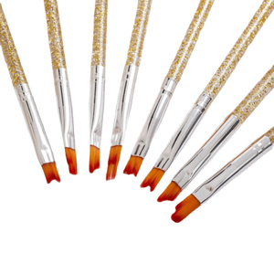 Kit complet de 8 pinceaux de nail art à pointes variées, manche en plastique pailleté, pour liner, éventail et pointillage, pour manucure professionnelle - Product Image 6