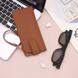 Elegant Pu Leather Sunglasses Eyeglasses Bag Portable <b>Glasses</b> Pouch With Button Clip Wrist Strap - Product Image 4