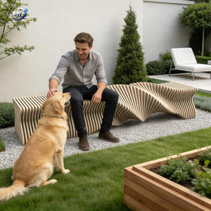 Parametric Solid Wood <b>Bench</b> Modern Outdoor Public Seating CNC Cut <b>Leisure</b> <b>Bench</b> for Park & Mall Landscape Projects - Product Image 2