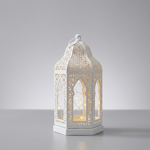 Manufacturers Exclusive <b>Mini</b> Moroccan Gold Metal Candle <b>Lantern</b> for Ramadan Tabletop and Hanging Decorations - Product Image 6