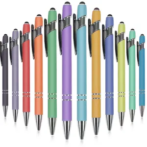 Ücretsiz örnek özel toptan okul kırtasiye ekran dokunmatik plastik kalem reklam hediye tıklama tükenmez kalemler