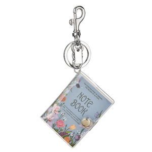 Mini agenda de cuero de tapa dura con hojas sueltas y llavero con rayas florales - Colgante creativo para bolso y regalo de colgante para cartera - Product Image 4