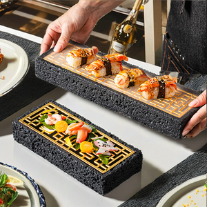 Piatto Rettangolare <span class=keywords><strong>in</strong></span> Cemento per Sashimi e Sushi, Vassoio per Esposizione di <span class=keywords><strong>Salmone</strong></span>, Pesce e Frutti di Mare con Ghiaccio Secco, Piatto per Cucina Molecolare, Vassoio da Servizio Classico per Feste - Product Image 2