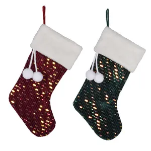 Custom christmas ornament shiny santa stocking item christmas decorative treat stocking