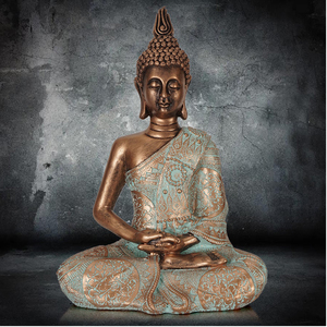 Fede religiosa in resina artigianato tailandese seduta statua di Buddha Hindu scultura meditazione per soggiorno decorazione della casa - Product Image 4