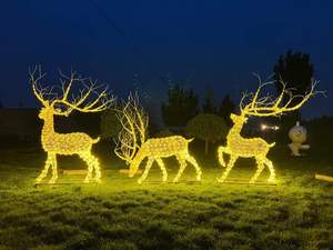 Christmas Reindeer <b>Lights</b> Outdoor 3D LED <b>String</b> <b>Light</b> Sculpture Standing Deer Decoration for Park Mall and Holiday Display - Product Image 6