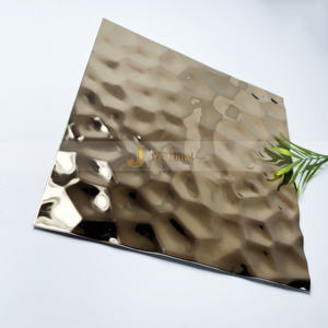 LL251 304 316L Embossed Hammer Honeycomb Finish Rose Gold Color Stainless Steel <b>Sheet</b> for Elevator Decoration - Product Image 4