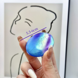 Wholesale Natural Healing Polished Crystal Colorful Aura Selenite Palm <b>Stone</b> for Meditation - Product Image 2