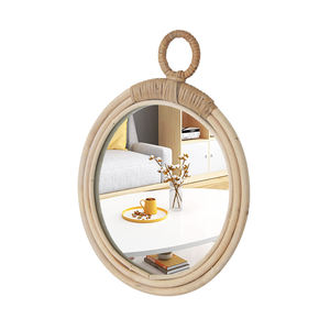 <span class=keywords><strong>Vintage</strong></span> rustico rotondo in legno appeso a parete Art specchio <span class=keywords><strong>cornice</strong></span> in legno rettangolare specchio da pavimento per la decorazione della cucina - Product Image 1