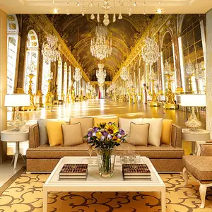 Aangepaste Luxe Europese Koninklijke Paleis Behang Roll Hotel Woonkamer Sofa Tv Achtergrond Non-Woven Muurschildering Behang