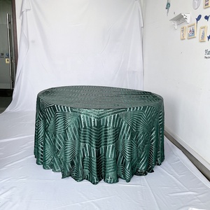 Khăn Trải Bàn Thêu Kim Sa Ren Đám Cưới Màu Xanh Ngọc Lục Bảo Cho Phòng Tiệc - Product Image 2